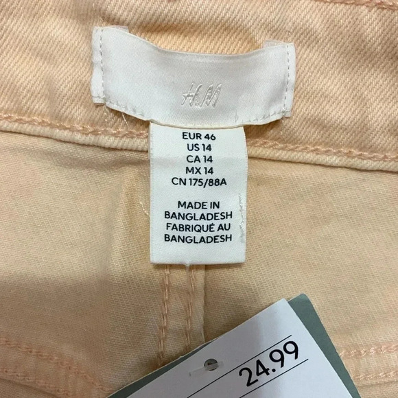 Women’s H&M High Rise Cut Off Shorts Size 14 NEW WITH TAGS Apricot - Picture 7 of 10